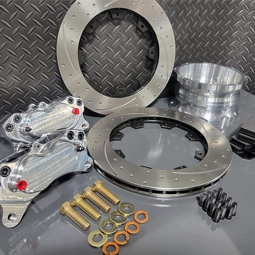 4 Piston Pro Street Dimpled and Slotted Front Brake Kit 2015-24 Mustang