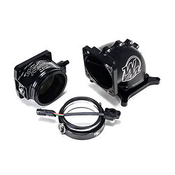 90mm hi-boost throttle body + 4150 billet elbow combo side/side (black) Wilson Manifolds 486410