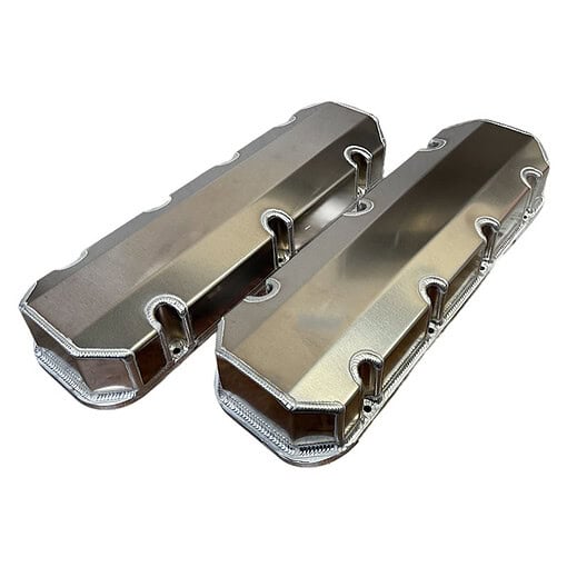 Big Block Chevy 24/20 Degree Conventional Short Fabricated Aluminum Valve Covers, Notch Style