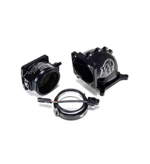 486406 105mm Hi-Boost Throttle Body + 4150 FRONT/REAR Billet Elbow Combo D-BAND (Black) 105mm Hi-Boost Throttle Body + 4150 FRONT/REAR Billet Elbow Combo D-BAND (Black)